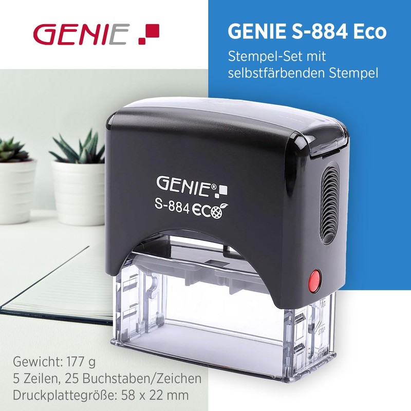 Genie S-402 Self-Inking Stamp set, includes Accessory, ink pad