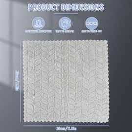 Ziyonix 12 Pack Kitchen Dish Towels, Super Absorbent Coral Fleece Dish Cloths, Reusable Household Dishtowels, Nonstick Oil Fast Drying Dishcloths, 30 x 30 cm, Grey