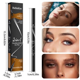 ZYEKIU Eyebrow Pencil, 2 in 1 Eyebrow Pencil, Eyebrow Brush Natural 3D, Microblading Eyebrow Pencil, Waterproof, Eyebrow Pencil, Black, for Eyebrow Filling, Eyeliner Drawing