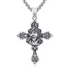 KATHLU Cross Necklace for Men Women 925 Sterling Silver Jesus