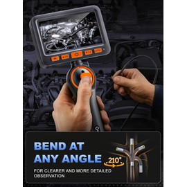 GearView Articulating Borescope Camera with Light, 210° Dual-Direction Inspection Scope with 5" 1080P Screen, 6.2mm IP67 Waterproof Probe, 6 LED Lights, 3X Zoom, for Automotive, Sewer, Plumbing, HVAC