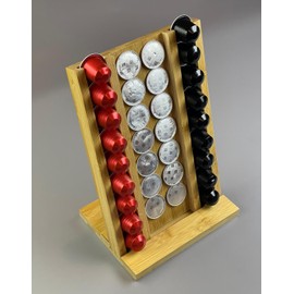 electromax Wooden Coffee Capsule Stand Coffee Pods Plus coffer cup Holder Bamboo Standing Station, Light Oak