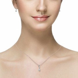 Cubic Zirconium and 6-7mm Freshwater Cultured Pearl Swirl Jewellery Set