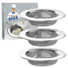 MR.SIGA Colador para Fregadero de Cocina, colador de Acero Inoxidable para el desagüe del Fregadero, Apto para lavavajillas, diámetro Exterior 11.2cm, diámetro Interior 7.6cm, Paquete de 3