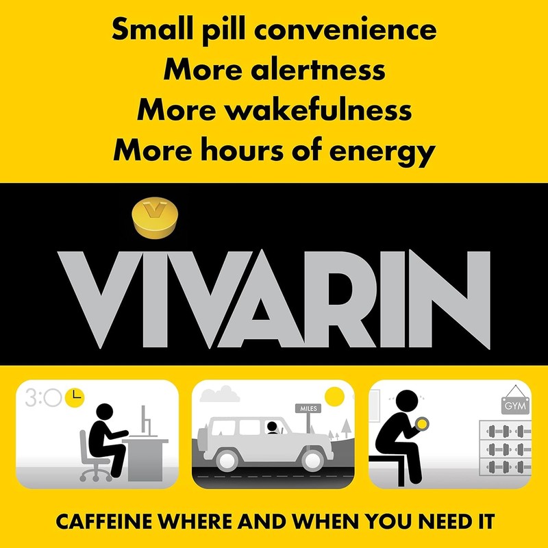 Vivarin, Caffeine Pills, 200mg Caffeine in Each Tablet, Safely and