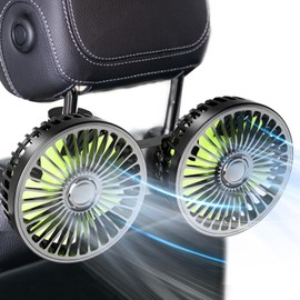 Dealswin Car Fan, Electric Car Fan, Double Headed Car Fan, 2 Fan Type, USB Powered, 3 Levels of Air Flow, Low Noise, 360° Angle Adjustable, Headrest Fan, Back Seat Fan, Air Circulation, For DC Cars, Easy Installation, Long Wiring with Clip, Summer Protection, Heatstroke Protection, Wire Extension Version, Easy Installation