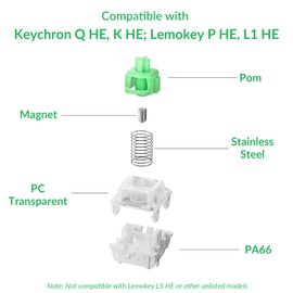 Keychron Magnetic Switches Aurora Linear - 110 PCS, 50gf, Pre-Lubed, 0.1mm Adjustable Actuation, Gateron Double-Rail Hall Effect, Compatible Replacement for HE Keyboards Only