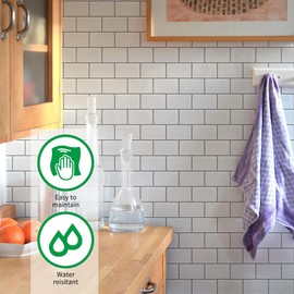 Art3dwallpanels 10 Blätter Dickes 3D Fliesenaufkleber Küche Bad Fliesenaufkleber zum Abziehen und Aufkleben Weiß Klebefliesen Vinyl Fliesen Wandpaneele Selbstklebend 30 x 30 cm