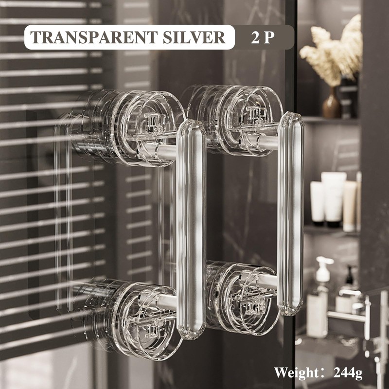 Tyothimm Suction Cup Door Handle, Waterproof Suction Cup Handle, Transparent