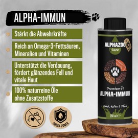 alphazoo Alpha-Immun Premium Immunsystem Futteröl für Hunde, Katzen & Nager 250ml I Mit Omega-3 Fettsäuren I Natürliches Öl für besseres Wohlbefinden