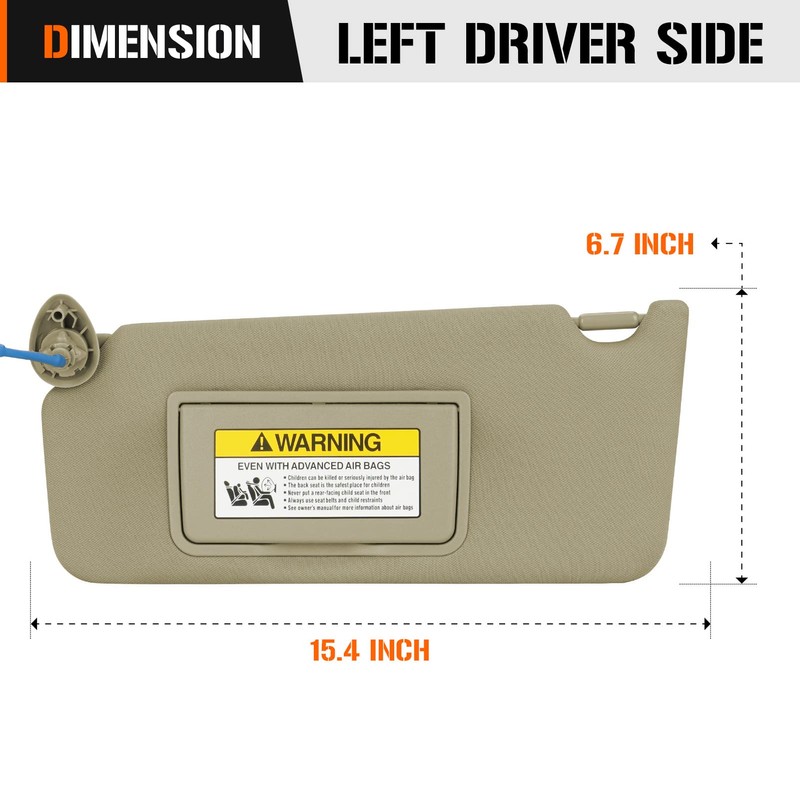 Sun Visor with Light for Honda Accord 2008-2017, Left Driver