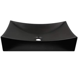 Novatto (NOVB0) Modern Matte Black Porcelain Vessel Sink, No Overflow (NP-01141MB)