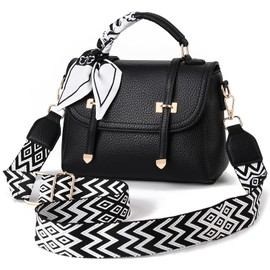 I IHAYNER Crossbody Bags for Women Soft Vegen Leather Purses Top Handle Handbags for Travel Small Designer Shoulder Bags with Wide Strap Black