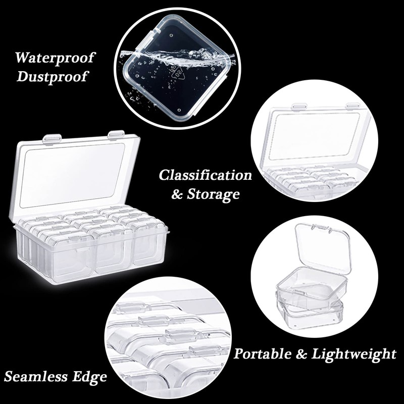 Storage Box with Lid, Small, Plastic Clear Box with Hinged