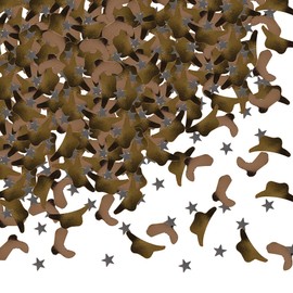 Beistle 3 Ounces Western Confetti-Hat, Stars, And Boots For Cowboy Themed Parties And Wild West Events, Gold/Silver/Copper