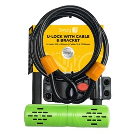 Simply CC019 Cycling U Lock with Cable & Bracket, Black, One Size