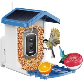 ImmSss Bird Feeder with Camera,Smart AI Identify Species,Hummingbird House Outdoor with 2.5K HD Cam,Solar-Powered,Live View,Instant Alerts,Capture Video,Squirrel-Proof, Ideal Gift for Bird Lover
