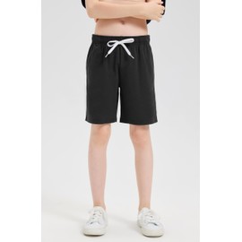 DANI CHINS Boys Jersey Shorts with Pockets for Casual Sports Running Outdoor(Black,Beige,08)