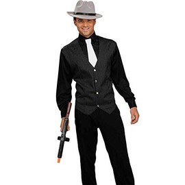 Men's Gangster Shirt, Vest And Tie, Black/White, One Size Costume