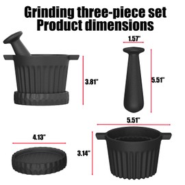 Aurionix Cast Iron Mortar and Pestle & Garlic Grater Plate Set, Guacamole Bowl and Masher with Bonus Brush/Spoon, Small Mortar and Pestle Set 3-in-1 Crushing Smasher for Kitchen Spices and Pesto