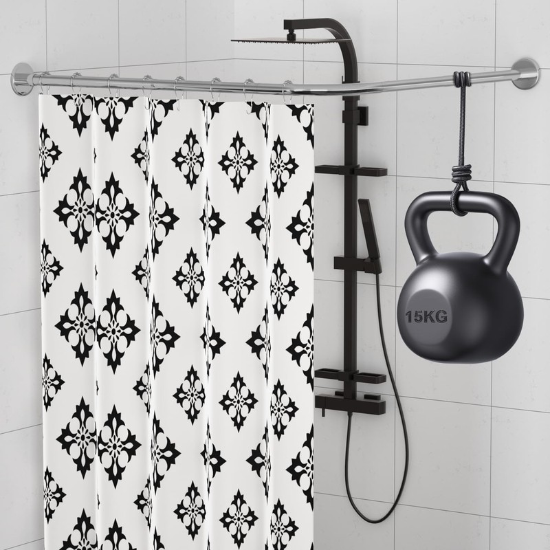 Corner Shower Curtain Rod, Adjustable (24"-37" x 24"-37"), L Shaped