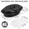 13 Inch Roasting Pan with Lid and Rack, Enamel Carbon