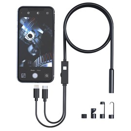 Industrial Endoscope Borescope Camera with Light, 4.3 Inch Screen HD Digital Snake Camera,  IP67 Waterproof Sewer Inspection Camera with 8 LED Lights, Semi-Rigid Cable, Measuring Gauges:_4.3-INCH(1M) endoscope