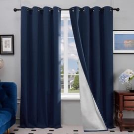 Deconovo Solid Color Thermal Insulated Blackout Curtains Grommet Curtains for Kids Bedroom 52 by 84 Inch Navy Blue 1 Pair                             