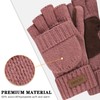 OMECHY Winter Wool Knitted Fingerless Gloves Thermal Insulation Warm Convertible