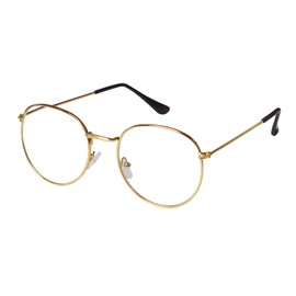 JoXiGo Unisex Reading Glasses Gold +3.0 Men Women Retro Vintage Metal Frame Clear Lens+ Glasses Strap