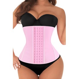 KIMIKAL Women Waist Trainer Corset Belt: Under Clothes Sport Tummy Control Long Torso Shapewear for Women Pink