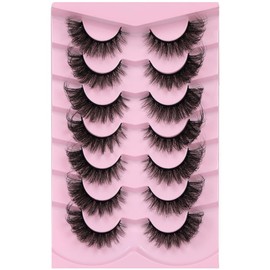 Fox Eye Lashes False Eyelashes Fluffy Lashes Cat Eye Lashes Faux Mink Lashes Wispy Eyelashes Strip Lashes Fake Eye Lashes Pack by June tech