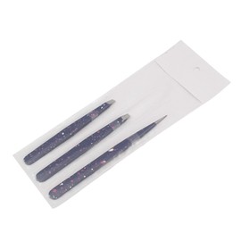 AAProTools Eyebrow Tweezer Set,3 Pcs Premium Stainless Steel Eyebrow Tweezers with Pouch,Tweezers Set with Slant, Straight and Pointed Tips - Precision Calibrated - (Blue & White) A+ Quality