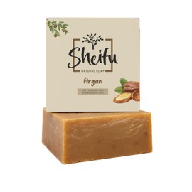 Sheifu Argan Oil Natural Soap 125 g - Vegan Shower Soap for All Skin Types, Solid Face & Hand Soap for Blemished Skin, Palm Oil Free, Handmade, Sustainable