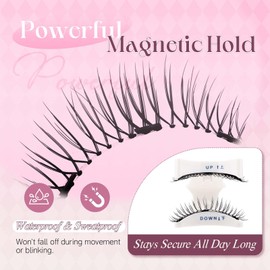 FADLASH Magnetic Eyelashes Natural Look Reusable Magnetic Lashes with Applicator No Glue Needed Cat Eye Lashes Natural Lashes with Clear Band Easy to Wear and Remove