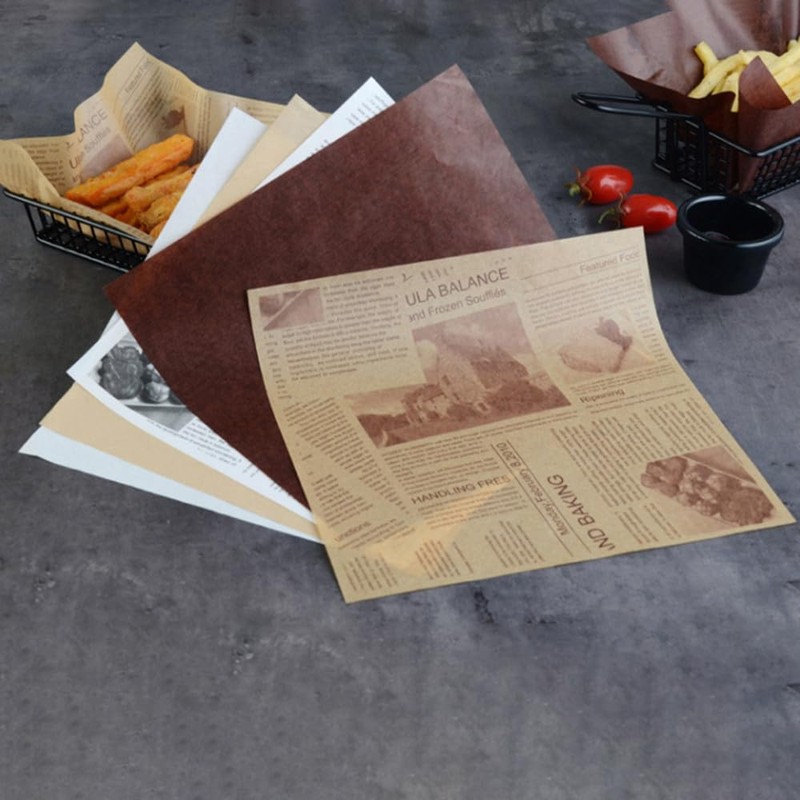 100Pcs Wax Paper Sheets for Food, Basket Liners Food Picnic