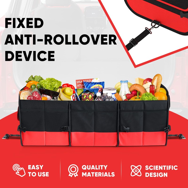 Simniam Large Trunk Organizer for Car, Collapsible Multi Compartment Car