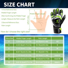 Professional Soccer Goalkeeper Goalie Gloves - Super Superior Grip, Finger Protection, High Performance - Durable & Comfortable Training/Match Gloves for Adults, Youth, Kids (Size 4-10) (Green, 7)