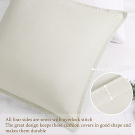 PiccoCasa Decorative Velvet Soft Cushion Covers 1PC, Square Solid Throw Pillow Covers for Sofa Couch Bedroom - 50x50cm/20x20 Inches Hidden Zipper Cushion Covers Beige White
