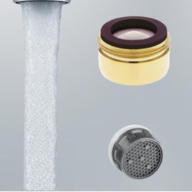 Polished Brass Aerator Housing Faucet 1.0 gpm 1.2, 1.5, 1.8, 2.2 flow rates insert Washer Dual/Male/Female Standard Threads (Male Thread, Pink 1.2 gpm)