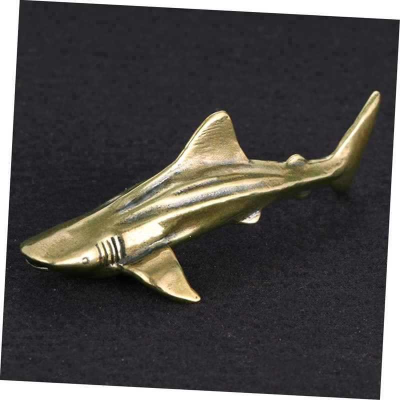 LIFKOME Brass Shark Figurine Desktop Decor Unique Shark Shaped Adornment