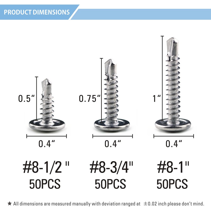 Jetovo 150 Pack 410 Stainless Steel Wafer Head Phillips Self