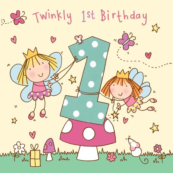 TWIZLER Happy 1st Birthday Card, 6.1 x 6.1 in, Envelope Included, Unisex-Kids