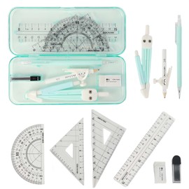 MHwan Maths Sets, 9 Pcs Beautiful Strong and durable Shell, a High-Quality Geometry Sets for Secondary School Loved by Children, Protractor compass Set Suitable for Middle School Mathematic