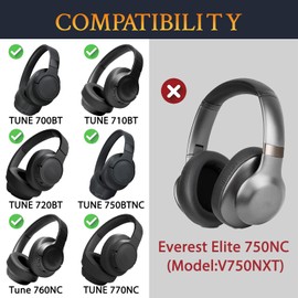 SOULWIT Almohadillas de Repuesto para JBL Tune 700(700BT)/710(710BT)/720(720BT)/750(750BT,750BTNC)/760(760NC)/770(770NC) Auriculares, Almohadillas con Espuma de Aislamiento del Ruido-Azul