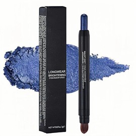 Eyeshadow Stick, Blue Eyeshadow -– Long-Lasting Waterproof Eye Shadow Stick with Hypoallergenic, Highly Pigmented Formula & Blending Brush for Smudge-Proof, Sparkling Eye-Makeup, Blue Eye Pencil