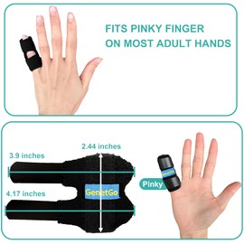 GenetGo Small Trigger Finger Splint - 2 Pack Pinkie Finger Brace for Broken Finger, Finger Knuckle Immobilization for Arthritis Pain, Sport Injuries (Black)