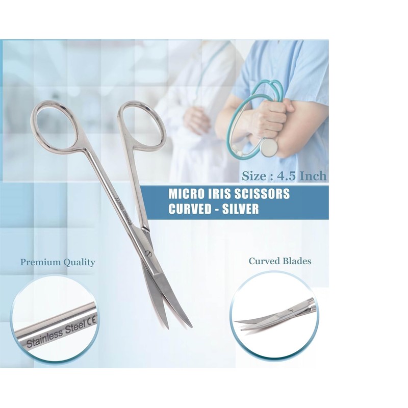 Iris Micro Dissecting Scissors 4.5" Curved Fine Point - Perfect