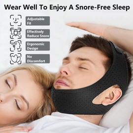 Anti Snore Chin Strap，Adjustable Breathable Chin Strap for CPAP Users，Anti Snoring Devices for Men and Women，Comfortable Chin Strap for Sleeping，Effective Stop Snoring Solution