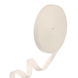 M METERXITY Cotton Twill Tape, (15mm) 5/8 Inch 50 Yards Cotton Twill Ribbon Bias Binding Tape Natural Herringbone Webbing Trim for Apron Sewing/Gift Wrapping/Craft DIY [Beige]